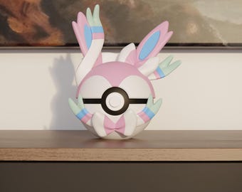 0700 Sylveon Pokeball Replica - 3D Printed Gaming Decor