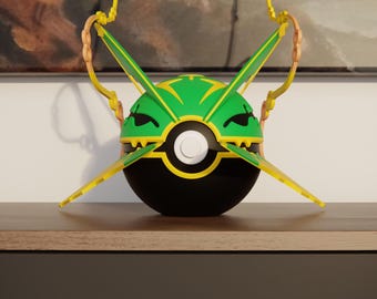 0384 Mega Rayquaza Pokeball Replica - 3D Printed Gaming Decor - Pokémon Inspired