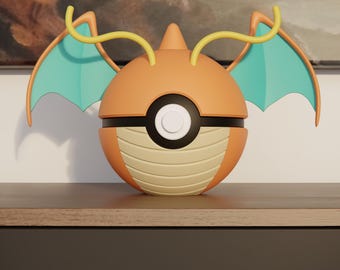 0149 Dragonite Pokeball Replica - 3D Printed Gaming Decor - Pokémon Inspired