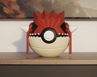 0383 Groudon Pokeball Replica - 3D Printed Gaming Decor - Pokémon Inspired