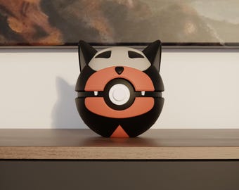 0228 Houndour Pokeball Replica - 3D Printed Gaming Decor