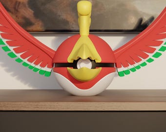0250 Ho-Oh Pokeball Replica - 3D Printed Gaming Decor - Pokémon Inspired