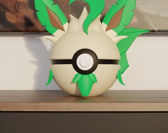 0470 Leafeon Pokeball Replica - 3D Printed Gaming Decor - Pokémon Inspired