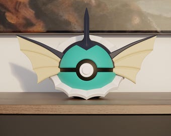 0134 Vaporeon Pokeball Replica - 3D Printed Gaming Decor - Pokémon Inspired