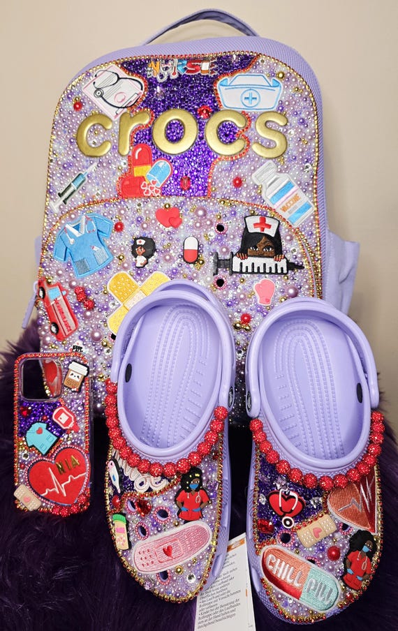 Custom Crocs Backpack Rhinestone Embellished Bag