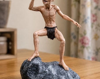 Gollum Figure Inspired Handmade Figurine, Hand Painted PLA Fantasy Creature Collectible Gift