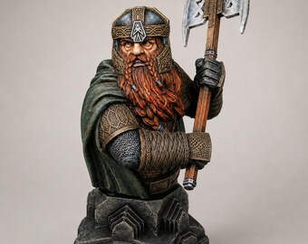 Gimli Bust Lord of the Rings Figure, Hand Painted 15 cm Fantasy Dwarf Warrior Display Collectible
