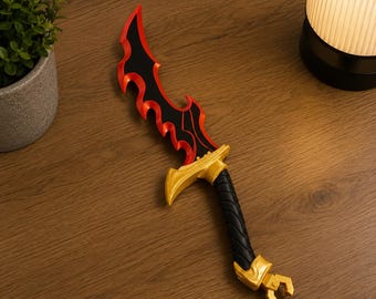 Shadow Flame Fantasy Dagger, 3D Printed Anime Cosplay Prop, Hand Painted Collectible Knife, Dark Fantasy Desk Decor, Adult Gift