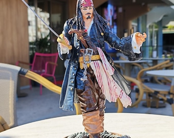 Captain Jack Sparrow Resin Statue, 3D Printed Pirate Collectible Figure, Hand Painted  Inspired Desk Decor