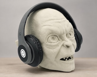 Gollum Smeagol Headphone Stand Bust, 3D Printed Fantasy Desk Decor, Aragorn Bust Search Alternative