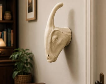 Parasaurolophus Head Wall Art Mount, 3D Print Bust Dinosaur Decor for Kids Room or Office