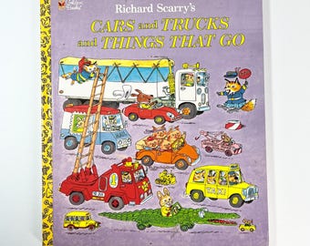 Richard Scarry’s Cars and Trucks and Things That Go hardcover childrens book Gen X classic