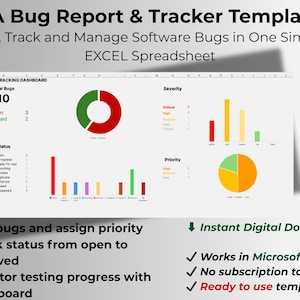 Bugrapportsjabloon Excel | QA-bugtracker | Softwaretest: bugtrackingspreadsheet | Sjabloon QA-documentatie