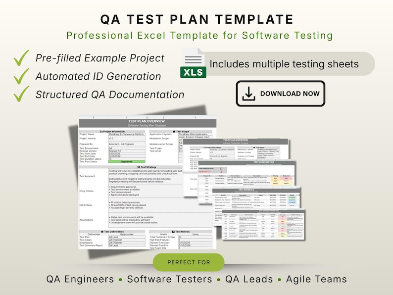 Software Test Plan Template Excel | QA Testing Template | Test Planning ...