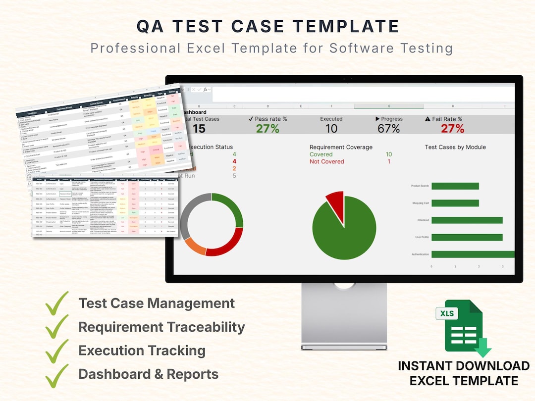 QA Test Case Template Excel | Software Testing Template | Test Case ...