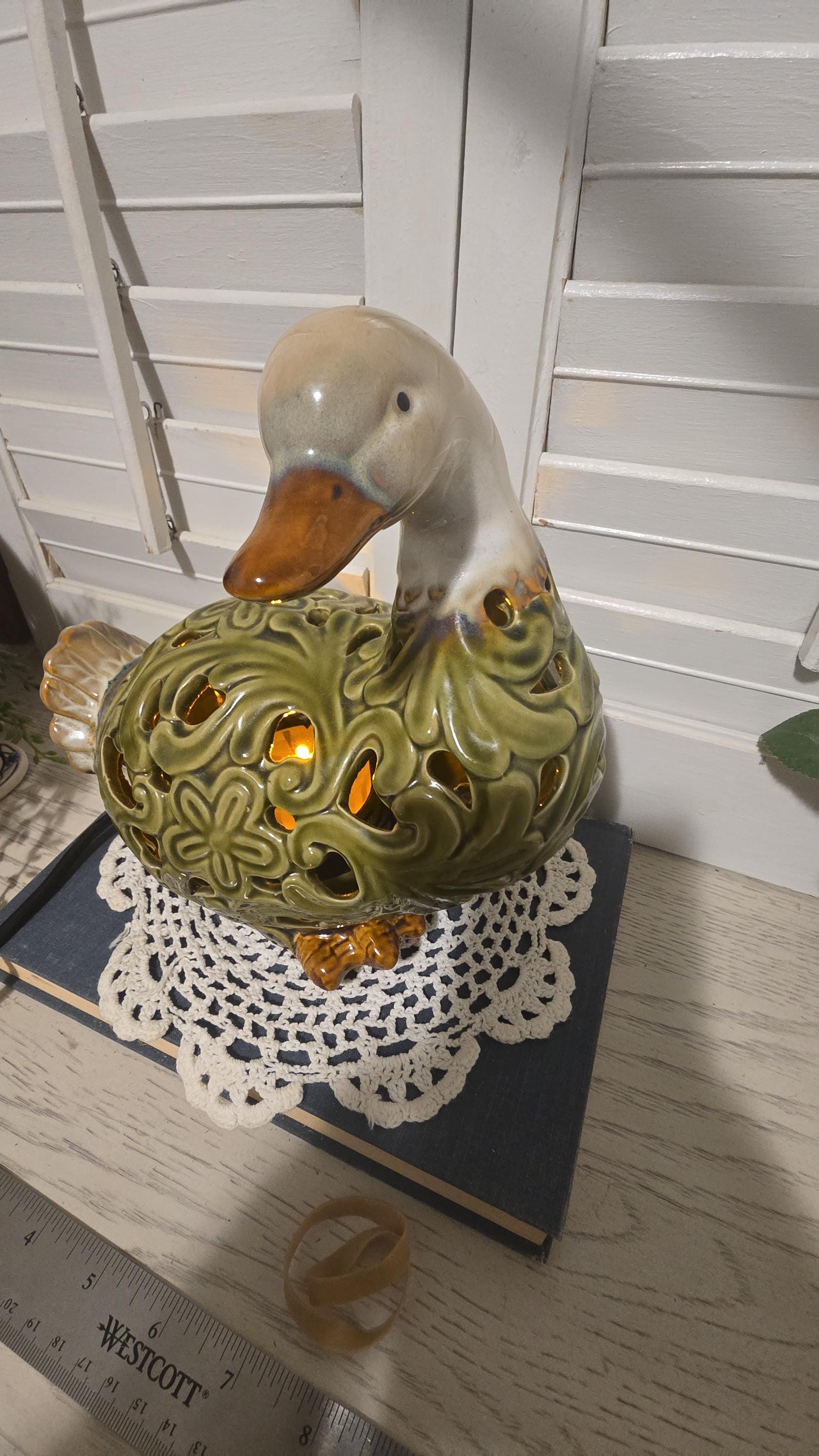 Vintage Ceramic Goose Lamp - Etsy