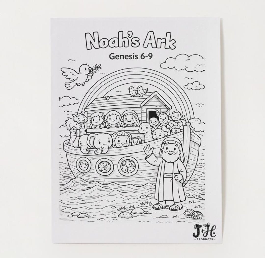 Noah's Ark Toddler Coloring Pages | Bible Story Printable (digital ...