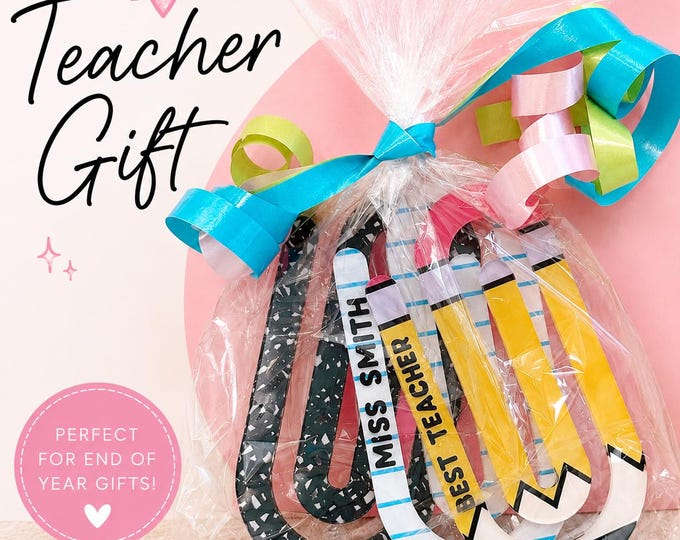 Personalized Teacher Bookmark | Custom Name Paperclip Gift | End of ...