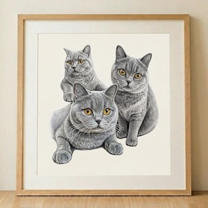 Custom Pet Portrait from Photos, Pet Montage Artwork, Personalised Dog Memorial Gift, Multiple Pet Portrait, Custom Animal Illustration