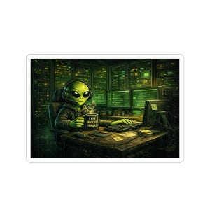 I Fix Human Errors Sticker | Funny IT Alien Sticker | Programmer Decal | SysAdmin UFO Sticker | Geek Laptop Sticker
