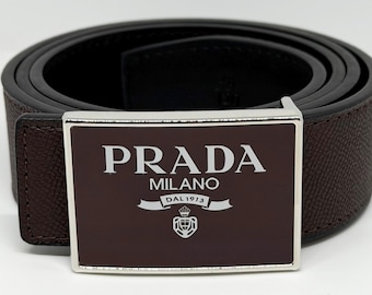 Cinturón Prada vintage para hombre de 120 cm con caja y envío gratuito.