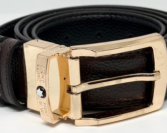 Cinturón Montblane vintage para hombre, 120 cm, con caja y envío gratuito.