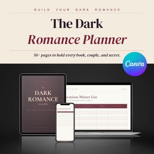 Planificador de la serie de romance oscuro, plantilla editable de Canva, creación de mundos para novelas, ficha de personajes, esquema de ritmo, esquema del libro, cuaderno de trabajo imprimible