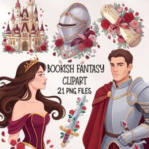 Fantasy Bookish Clipart, Royal Romance PNG, Writer Resources, Fairytale Objects, 21 PNG Elements