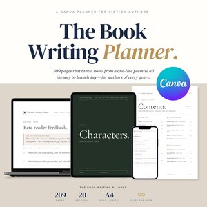 200+ Page Novel Writing Planner, Author Workbook, Book Outline Template, Character Profile, Plot Beat Sheet, Canva Editable Printable