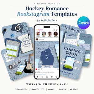 38 Bookstagram Posts + 20 Reels, Hockey Romance Instagram Kit, Canva Templates for Authors, Book Marketing & Launch