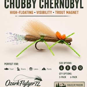 Chubby Chernobyl Dry Fly | Hand Tied Foam Hopper | | Terrestrial Pattern | Dry Dropper |