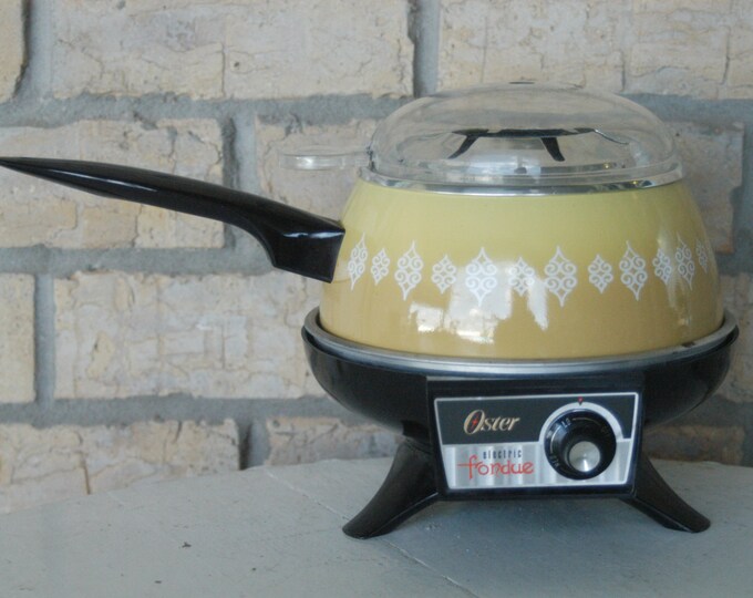 Vintage Fondue Pot Oster Electric Fondue Harvest Gold Groovy Yellow