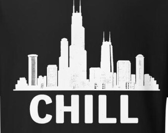 Camiseta Chicago Chill – Camiseta divertida de Chicago – Camiseta con el horizonte de Chicago – Camiseta de la Ciudad de los Vientos – Camiseta con estampado minimalista