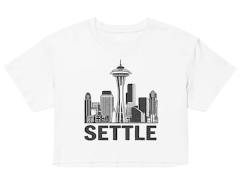 Top corto de Seattle – Camiseta divertida de Seattle – Camiseta corta con el horizonte de Seattle – Top corto minimalista – Ropa del noroeste del Pacífico