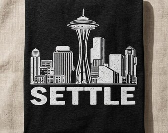Seattle Settle Shirt – Funny Seattle T-Shirt – Seattle Skyline Tee – Minimalist Graphic Shirt – PNW Humor