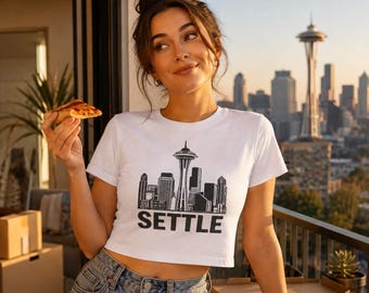 Seattle Settle Crop Top – Funny Seattle Shirt – Seattle Skyline Crop Tee – Minimalist Crop Top – PNW Apparel