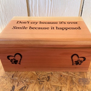 Large Wood Pet Cremation Urn Custom Engraving