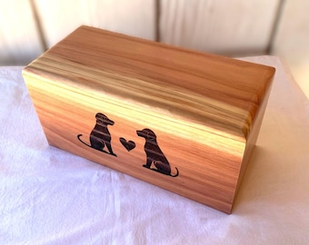 Urna de cremación de madera para dos perros