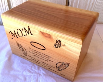 Op maat gegraveerde crematie-urn van redwood: houten urn voor volwassenen