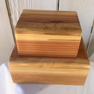 1 Small and 1 Medium Red Wood Pet Cremation Urn. Brass Plaque Optional