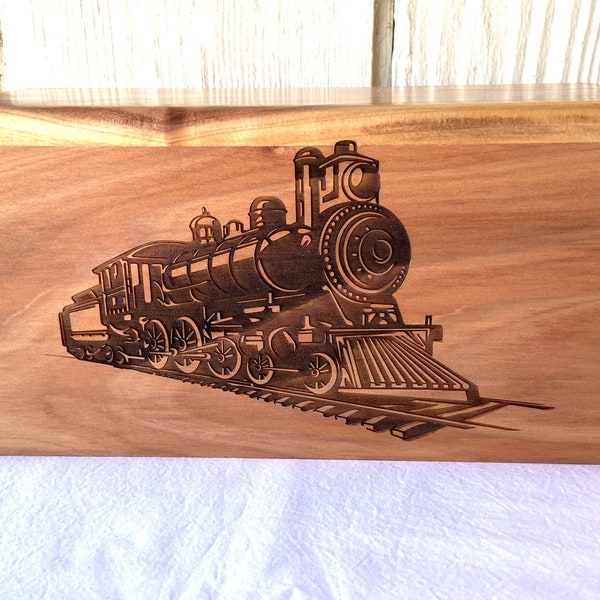 Adult Wood Cremation Urn - Train - Locomotive - Steam Engine Urn