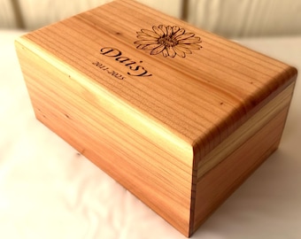 Urna de cremación personalizada para perros grandes: Memorial de madera grabado para mascotas