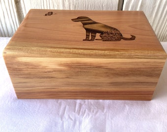 Engraved Redwood Pet Cremation Urn for Dogs (75 lbs)