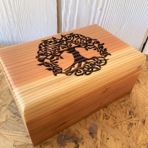 Large Wood Pet Cremation Urn with Trre of Life Engraved - Other Engraving Optional