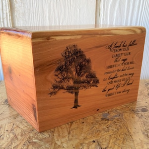 Redwood Small Adult Engraved Cremation Urn Personalized Name on Top