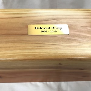 Personalized large Pet Cremation Urn, Wood cremation urn - laser engraved plaque, Wood Cremation Urn