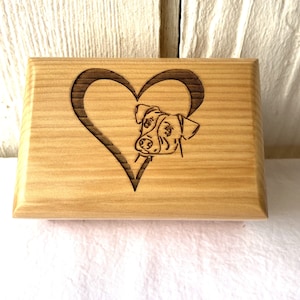 Small Dog Pet Cremation Urn - Small Wood Cremation Urn - Jack Russell Terrier Urn