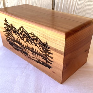 Adult Wood Cremation Urn - Lake - Trees - Forrest - Wilderness