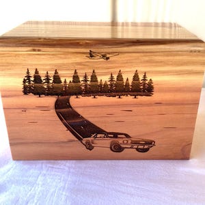 Custom Scenery Wood Cremation Urn