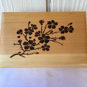 Large White Cedar with Engraved Sakura Blossoms.Personalization Option